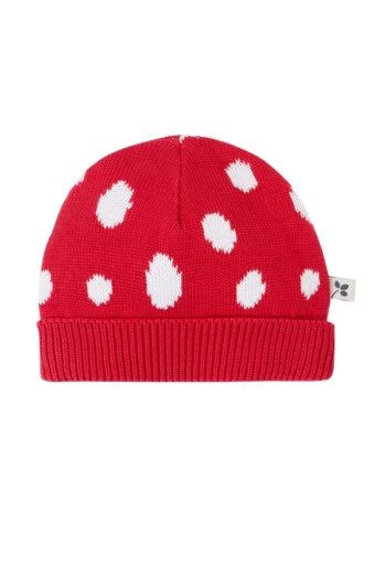 Frugi Noa Knitted Hat - Red/Mushroom