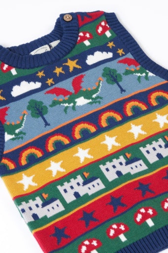 Frugi Tavi Knitted Tank Top - Dragon Fair Isle