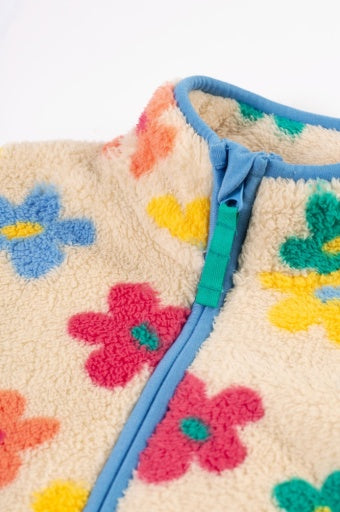 Frugi Zipped Ted Fleece Jacket - Flower Pop