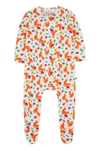 Frugi Kimono Zip Babygrow - Squirrel Friends