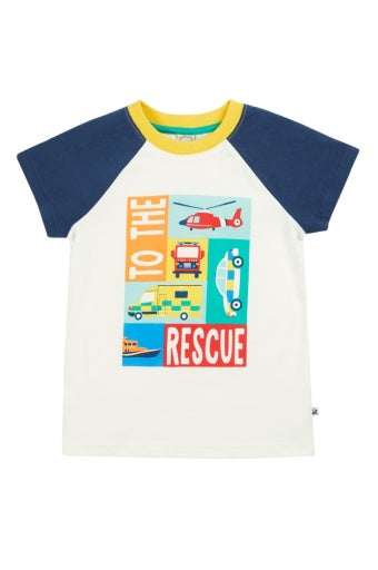 Frugi Reid Raglan T-Shirt - Soft White/Rescue