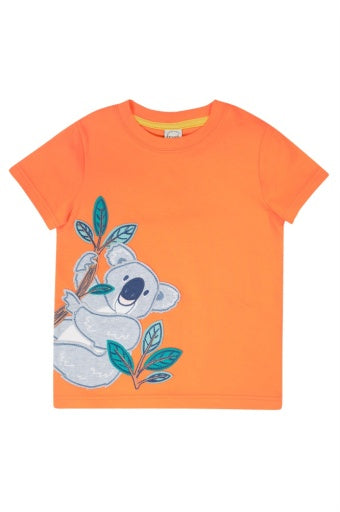 Frugi Carsen Applique T-Shirt - Salamander/Cool Koala