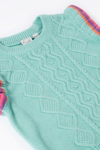 Frugi Ray Ruffle Tank Top - Lichen Marl/Rainbow