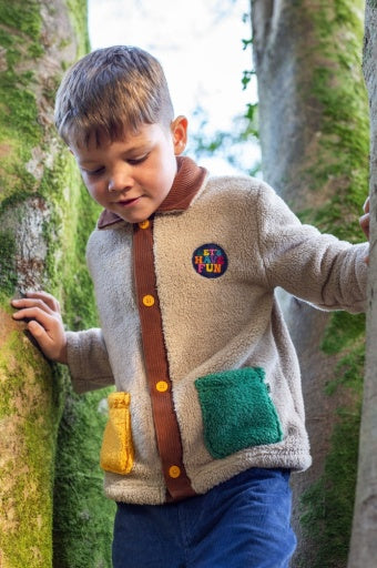 Frugi Snuggly Cord Jacket - Twig/Hotchpotch