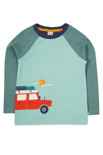 Frugi Albert Wrap Around Top - Moss/4X4 Camper