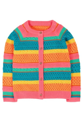 Frugi Rowe Rainbow Cardigan - Rainbow Pointelle