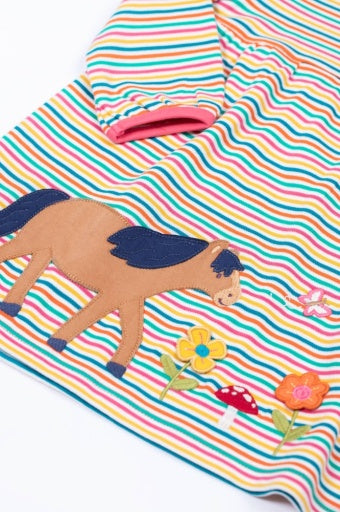 Frugi Dolcie Dress - Multi Stripe/Horse