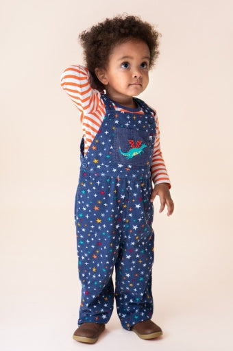 Frugi Durgan Printed Dungaree - Rainbow Galaxy