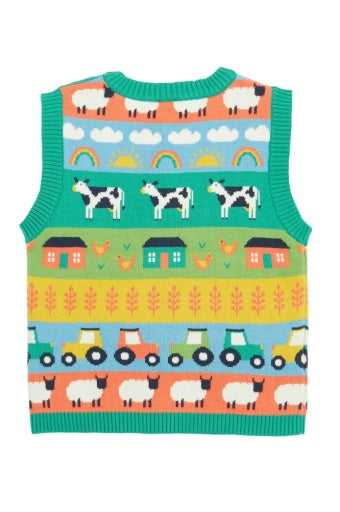 Frugi Tavi Knitted Tank Top - Farm Life Fair Isle