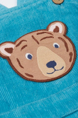 Frugi Durgan Cord Dungaree - Boat Blue/Bear