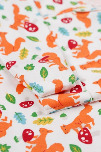 Frugi Kimono Zip Babygrow - Squirrel Friends