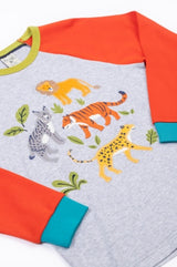 Frugi Jake Circular Top - Grey Marl/Big Cats
