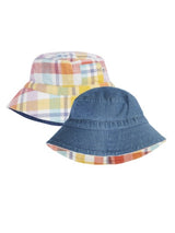Frugi Ashley Reversible Hat - Springtime Check/Denim