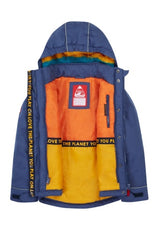 Frugi Rambler 3 In 1 Coat - Navy Blue/Autumn Stripe