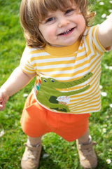 Frugi Easy On Wrap Around Outfit - Stripe/Crocodile