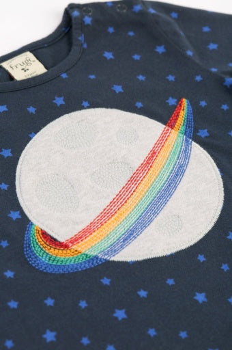 Frugi Tully Applique Top - Starry Night/Planet