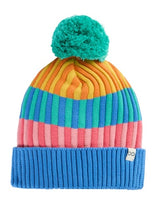 Frugi Rainbow Rib Bobble Hat - Rainbow Stripe