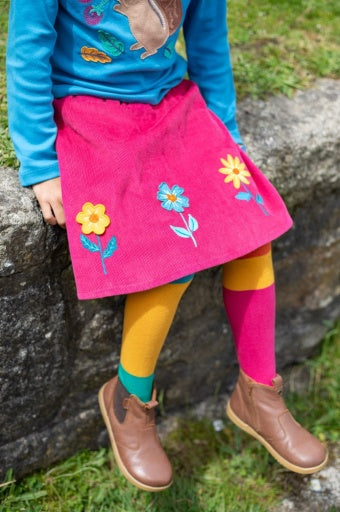 Frugi Katya Cord Skirt - Lingonberry/Flower