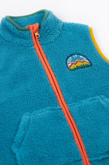 Frugi Bude Borg Gilet - Boat Blue/Mushroom