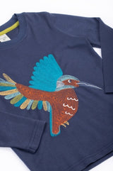 Frugi Adventure Embroidered Top - Navy/Kingfisher