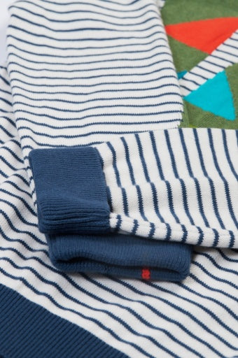 Frugi Elwood Knitted Jumper - Navy Blue/Stripe Snake