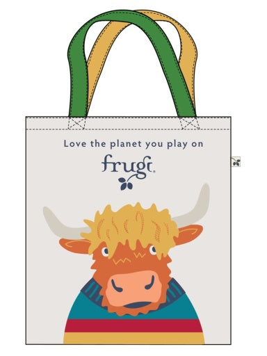 Frugi Canvas Tote Bag - Soft White/Highland Cow
