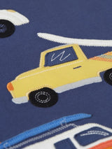 Frugi Carsen Circular T-Shirt - Navy Blue/Vehicles