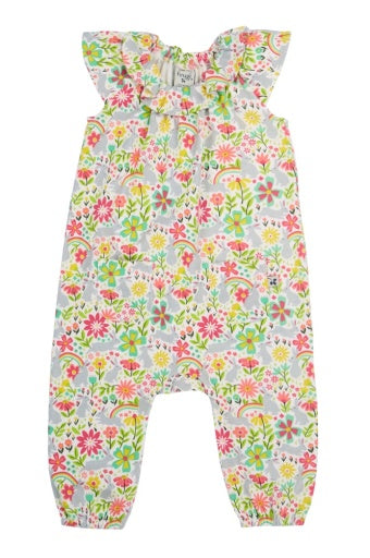 Frugi Peony Playsuit - Soft White/Bunny Bounce