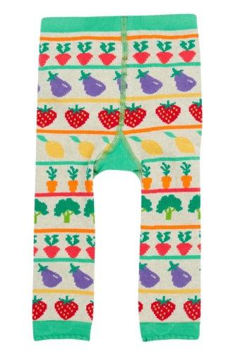 Frugi Little Knitted Leggings - Veg Fair Isle/Veg Pals