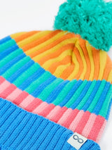 Frugi Rainbow Rib Bobble Hat - Rainbow Stripe