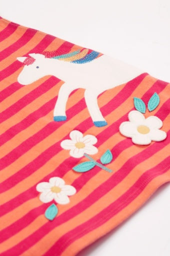 Frugi Dolcie Dress - Cantaloupe Stripe/Horse