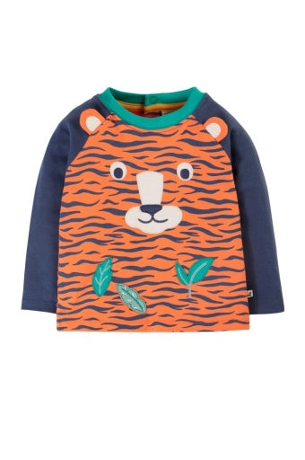 Frugi Happy Raglan Top - Tiger/Tiger Face