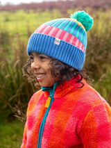 Frugi Rainbow Rib Bobble Hat - Rainbow Stripe
