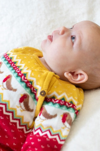 Frugi Lumi Knitted Romper - Festive Fair Isle