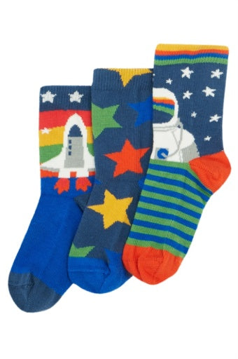 Frugi Rock My Socks 3 Pack - Space Multipack