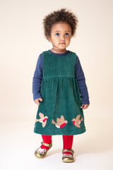 Frugi Rosalie Reversible Dress - Holly Green/Rainbow Check
