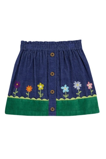Frugi Cara Cord Skirt - Ink Blue/Flowers