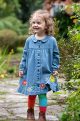 Frugi Emma Denim Dress - Denim/Flowers