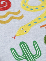 Frugi Terrific Applique Top - Grey Marl/Amphibians