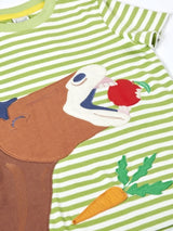 Frugi Sid Applique T-Shirt - Lime Stripe/Horse