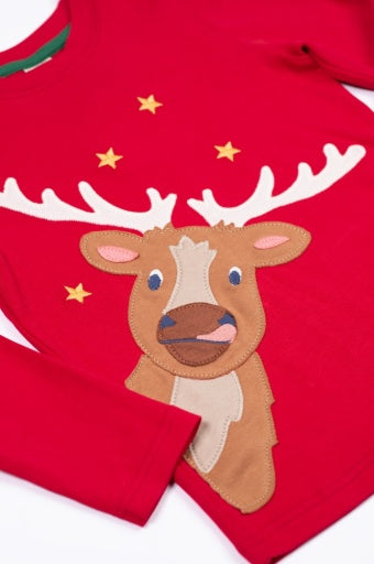 Frugi Terrific Circular Top - Berry Red/Caribou