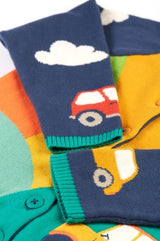 Frugi Reva Applique Cardigan - Navy Blue/Sunrise