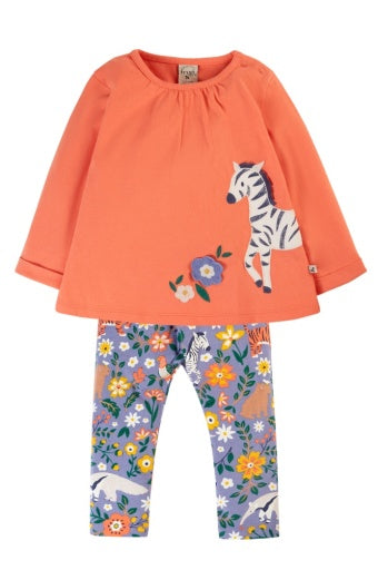 Frugi Opal Outfit - Cantaloupe/Rainforest Friends