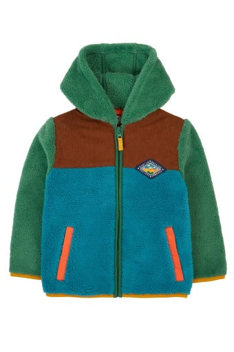 Frugi Bracken Fleece Cord Jacket - Holly Green/Hotchpotch
