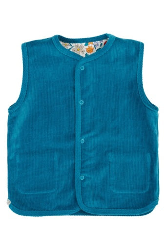 Frugi Wynn Reversible Waistcoat - Boat Blue/Wild Woods