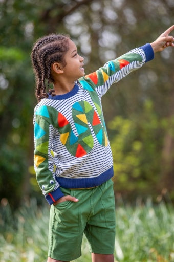 Frugi Elwood Knitted Jumper - Navy Blue/Stripe Snake