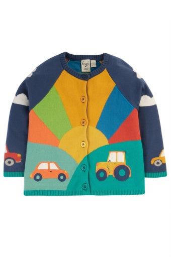 Frugi Reva Applique Cardigan - Navy Blue/Sunrise