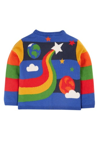 Frugi Corin Knitted Cardigan - Blue Tang/Rocket Flight