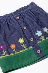 Frugi Cara Cord Skirt - Ink Blue/Flowers
