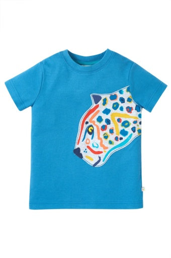 Frugi Carsen Applique T-Shirt - DEEP WATER/JAGUAR